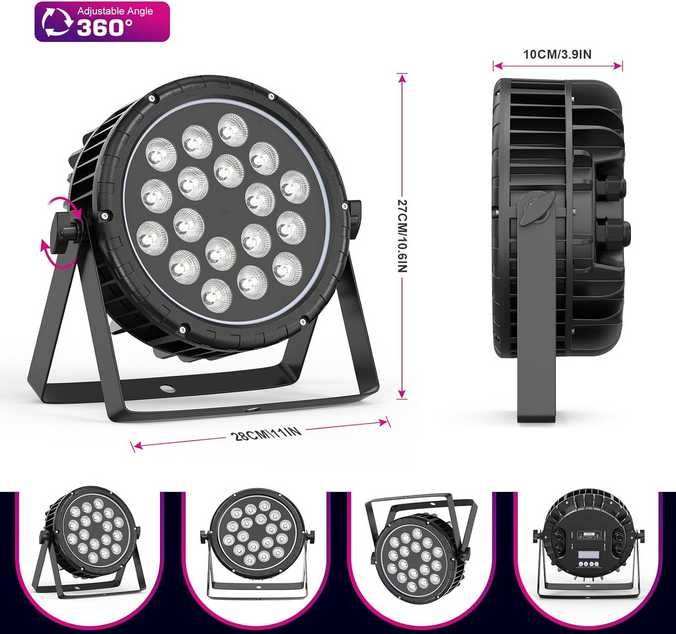 Wodoodporne światło sceniczne LED PAR 18X18W DMX512 RGBW IP67