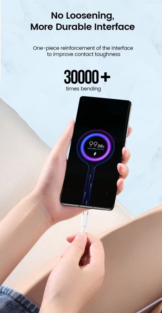 Оригінал Кабель зарядки Xiaomi 1м, 1,5м, 2м до 120W  USB Type-C Turbo