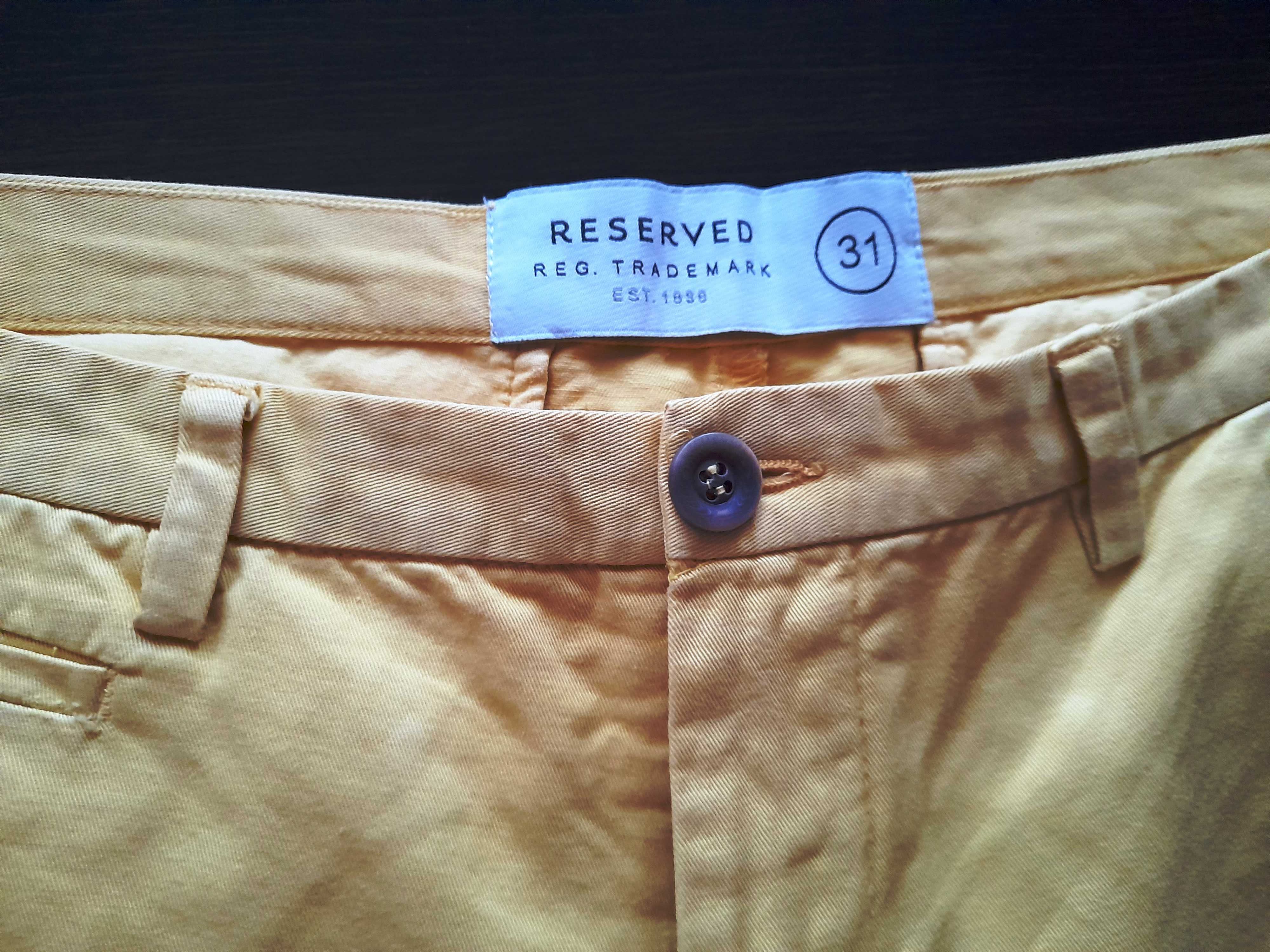 Spodnie krótkie męskie spodenki Reserved rozm. 31 żółte na lato