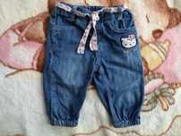 Spodnie jeansowe H&M 74 kot kotek Hello Kitty babeczki jeansy