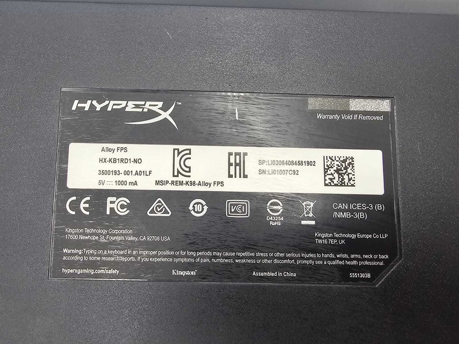 HyperX Alloy FPS klawiatura mechaniczna gamingowa Cherry MX Red