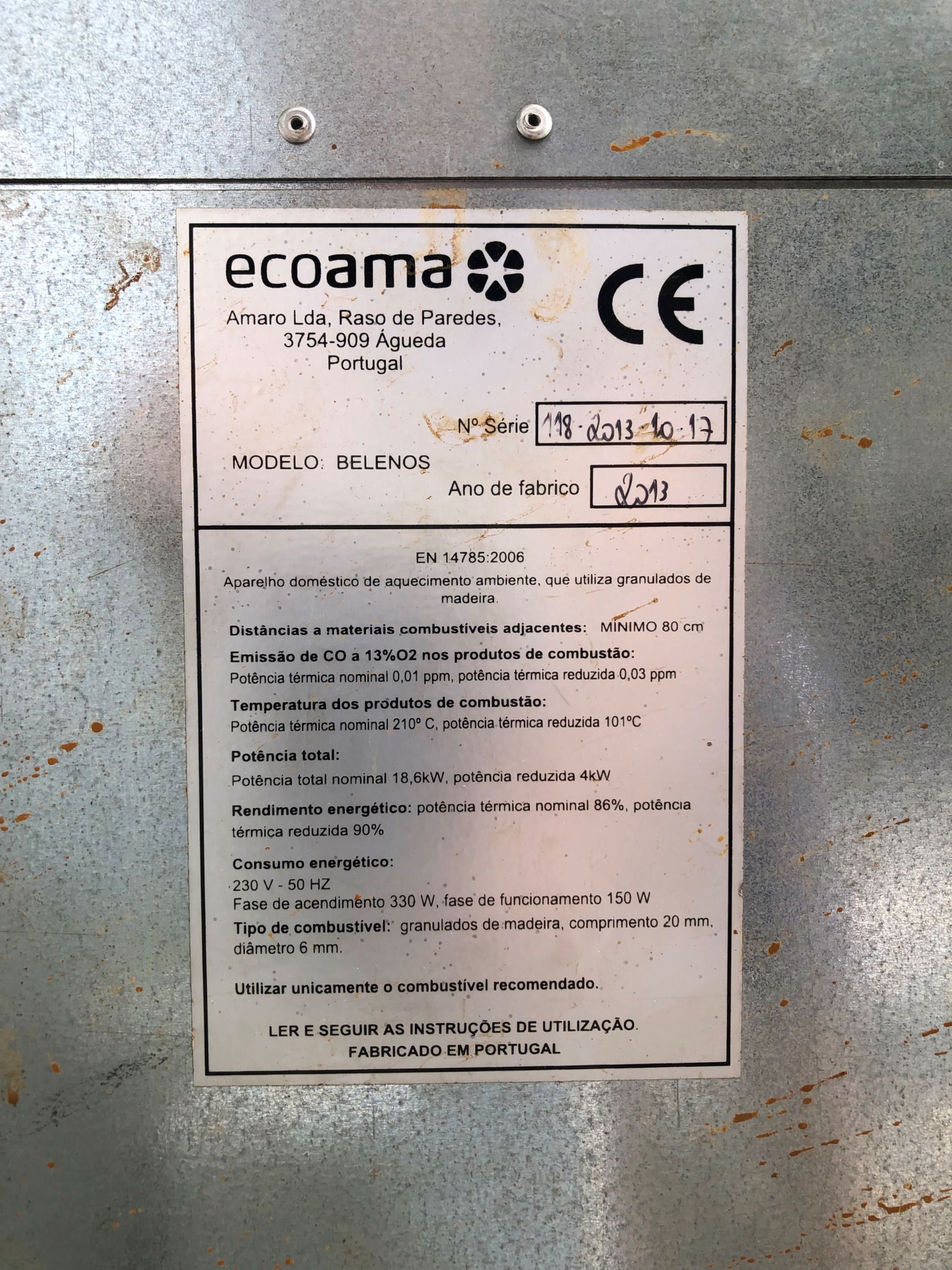 Caldeira a Pellets ECOAMA - Usada para peças