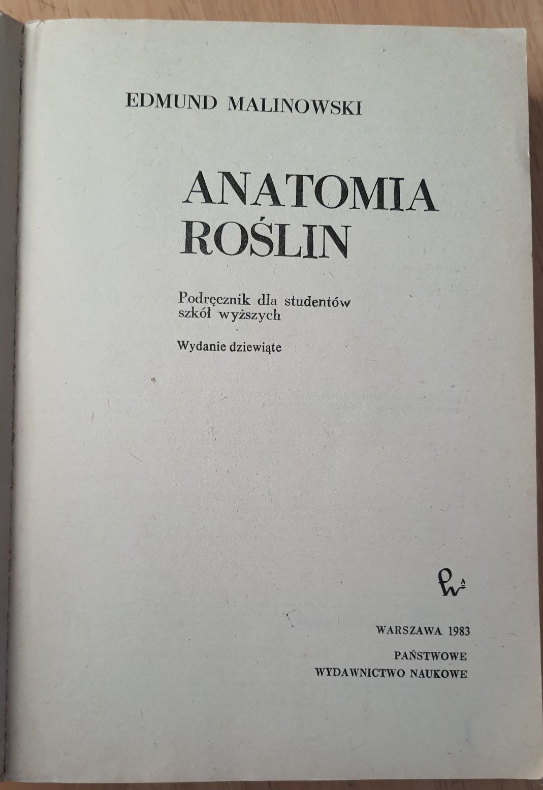 Anatomia Roślin, E. Malinowski, PWN