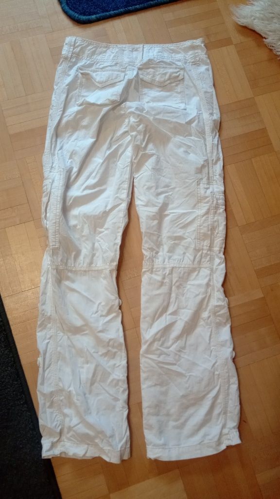 Spodnie białe damskie przewiewne z bawełny rozmiar XS/S