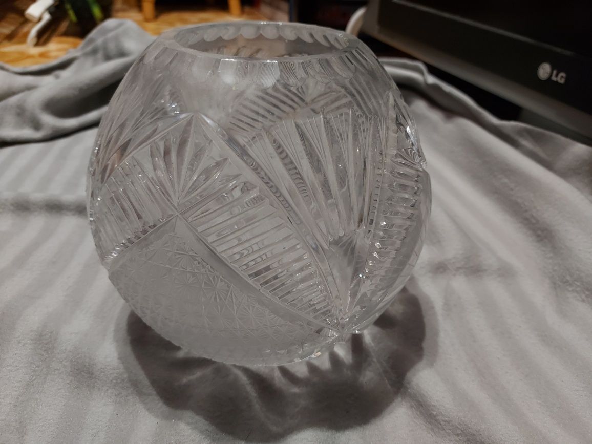 Duży Kryształ szklana miska wazon z prl