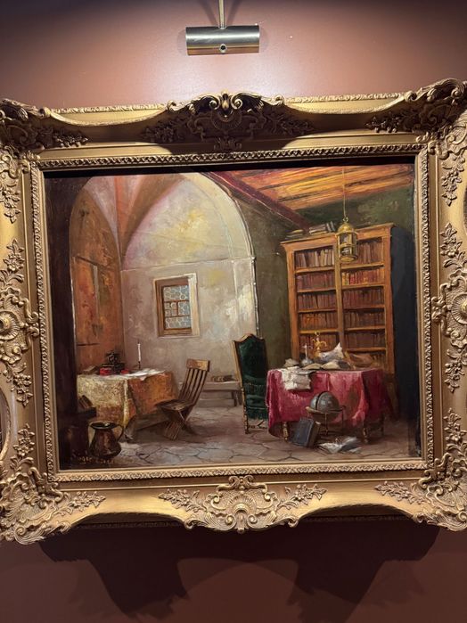 Sygnowany obraz -olej na płótnie, bogata rama