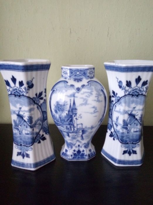 Stara porcelana holenderska delft wazony antyk an