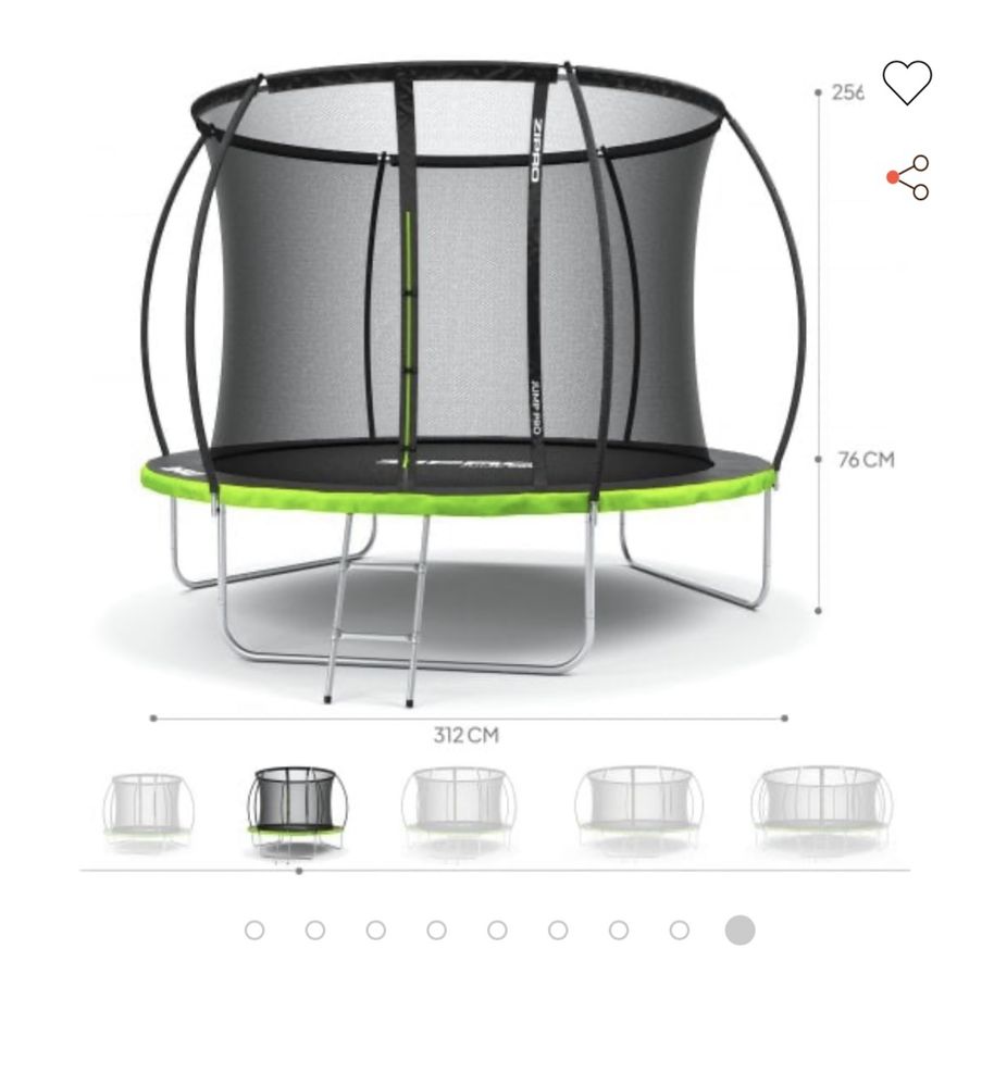 Trampolina ZIPRO jump pro z siatka wewnetrzna 312cm