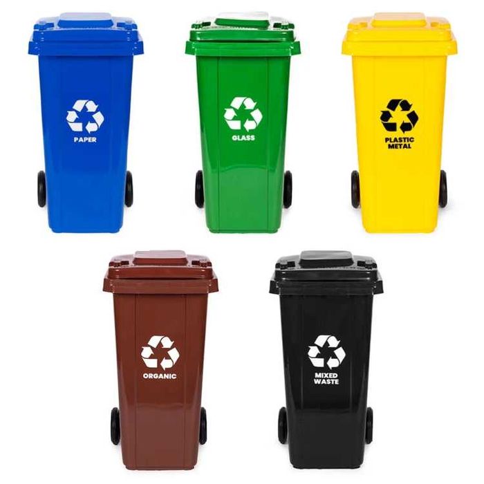 Zestaw 5 koszy na śmieci pojemniki 5x120L