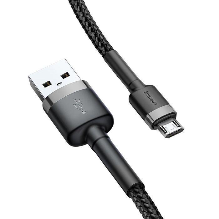 Baseus Kabel Nylonowy USB / micro USB 2A 3M Czarno-Szary