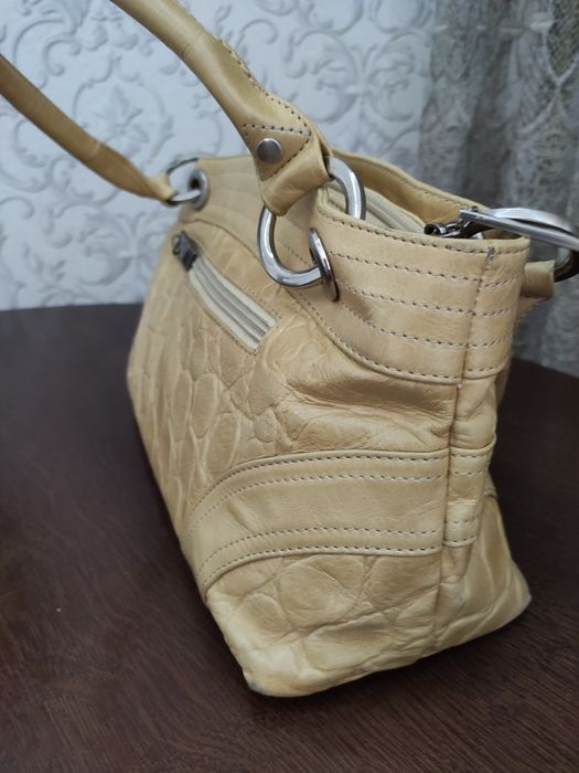 Сумка натуральная кожа 33х17 бежевая