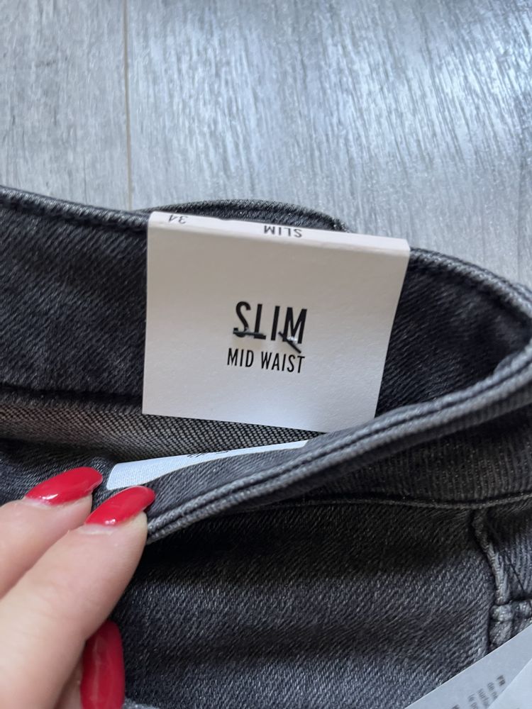 Szare nowe jeansy slim orsay xs