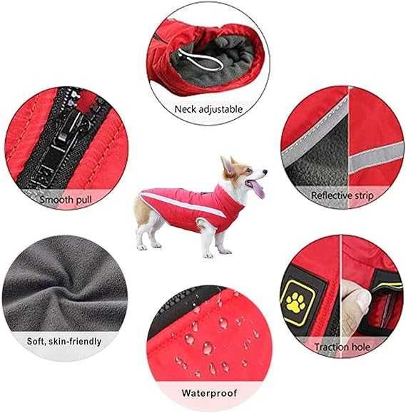 Kurtka dla psa, ciepła kamizelka, ubranie dla zwierząt, 6XL, czerwona