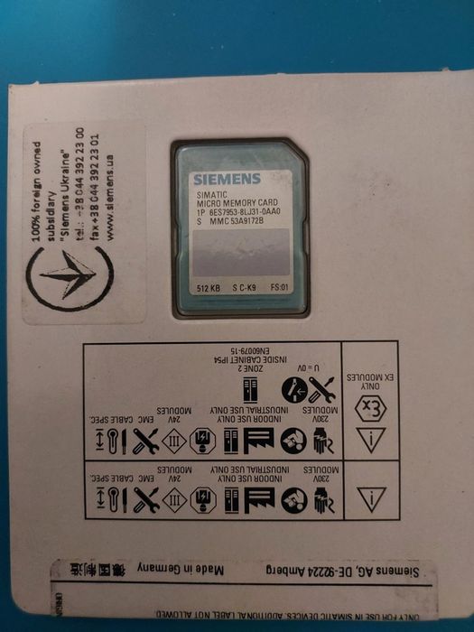 Карта пам'яті Siemens PLC S7 , 1P 6ES7 953-8LJ31-0AA0
