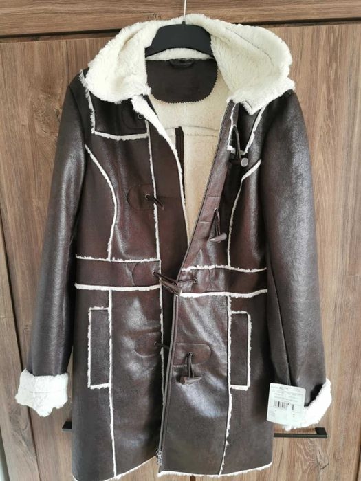 Kożuch damski sztuczny T-Ostia-A rozmiar 40. Brązowy