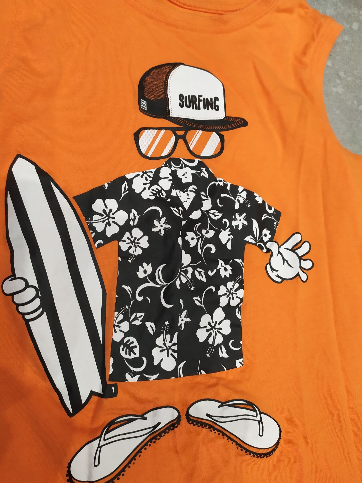 Koszulka t-shirt 146-152 pomarańczowa na ramkach bluzka