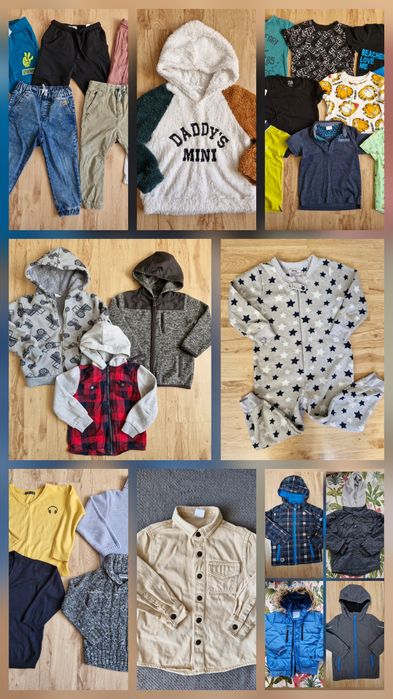 Mega paka ubranek dla chłopca roz. 110 kurtki bluzy spodnie tshirty
