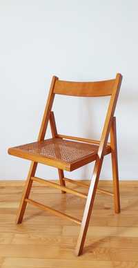 krzesło składane krzesło rattan krzesło rafia krzesło vintage