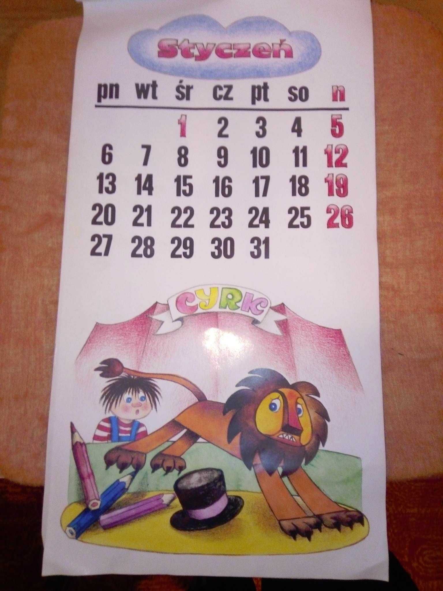 Kalendarz wiszący 1992 Kolorowy świat pacyka SE-MA-FOR kolekcjonerski