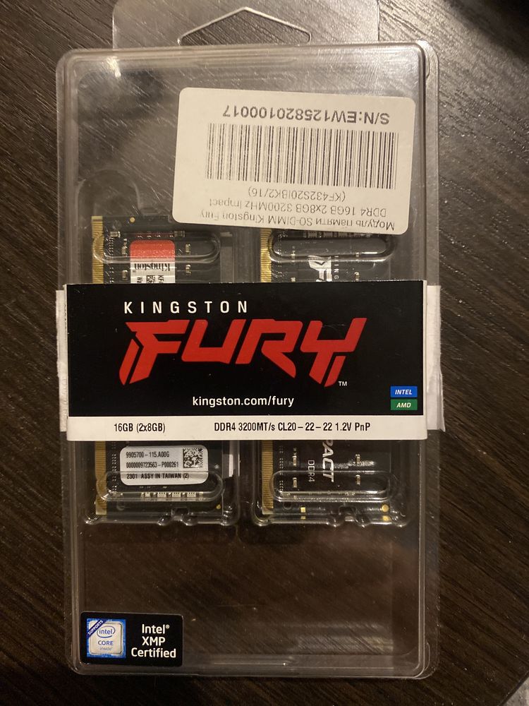 Оперативная память Kingston Fury DDR4-3200 16384MB
