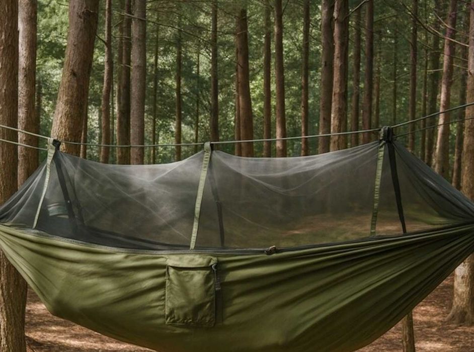 2w1 XXL Mocny Hamak z Moskitierą Turystyczny Survival Biwak +Pokrowiec