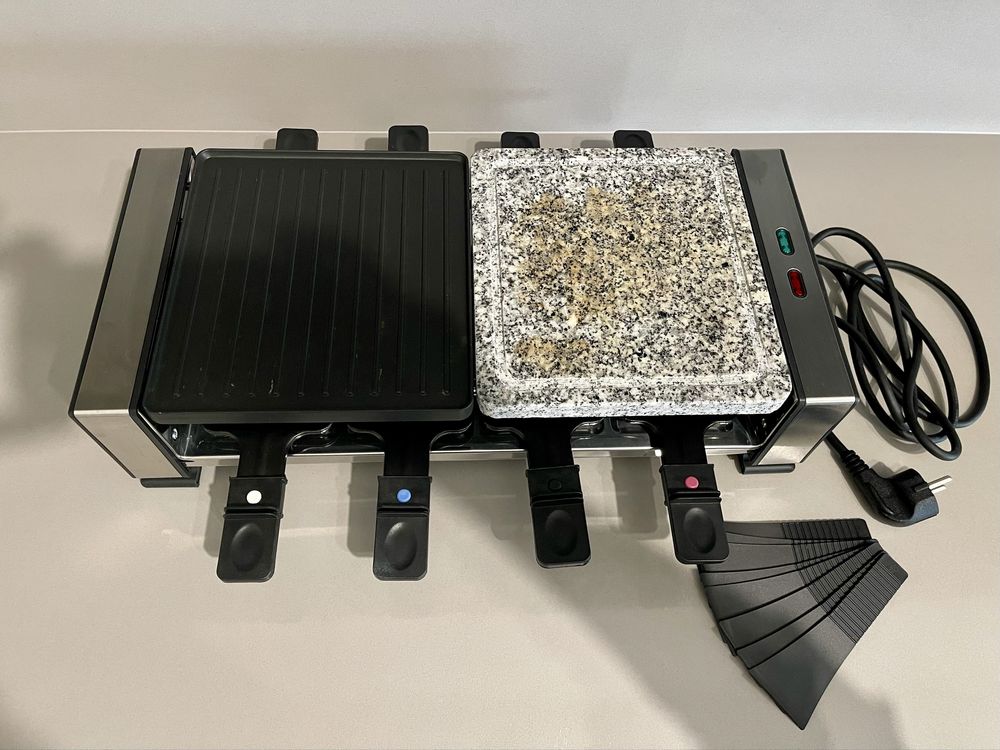 Raclette grill elétrico com pedra natural