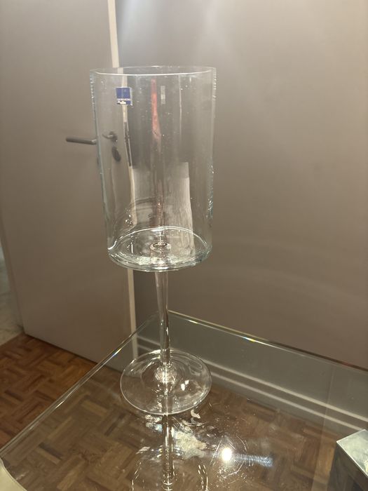 Suporte para vela com pé, em cristal., Leonardo. 50 cm. Nunca usado.