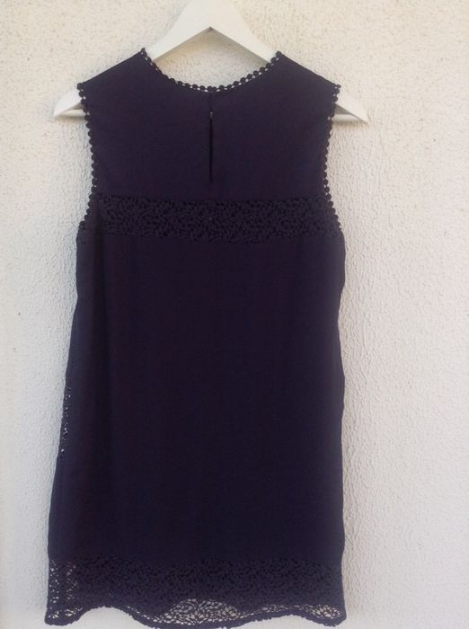 Vestido azul escuro com renda S (novo)