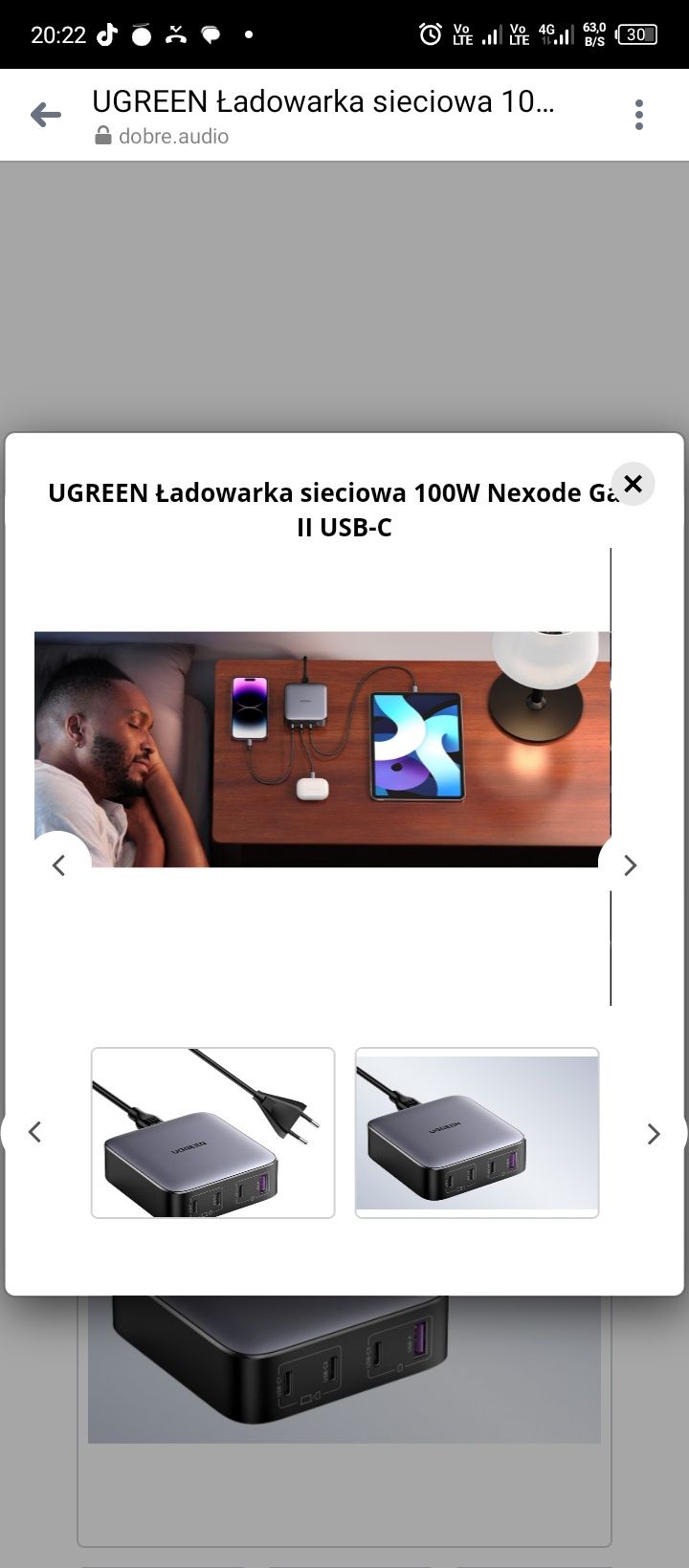 UGREEN Ładowarka sieciowa 100W Nexode GaN II USB-C