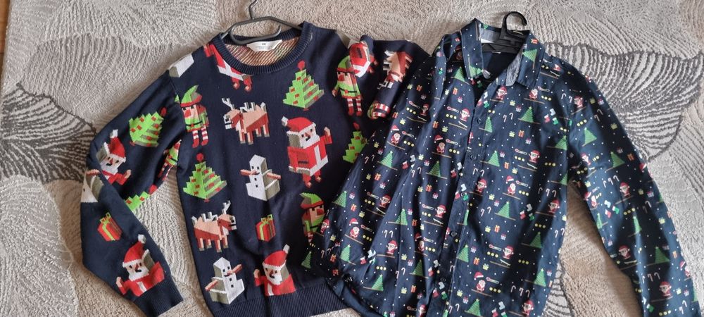 Sweter i koszula swiateczna r.158/164 H&M