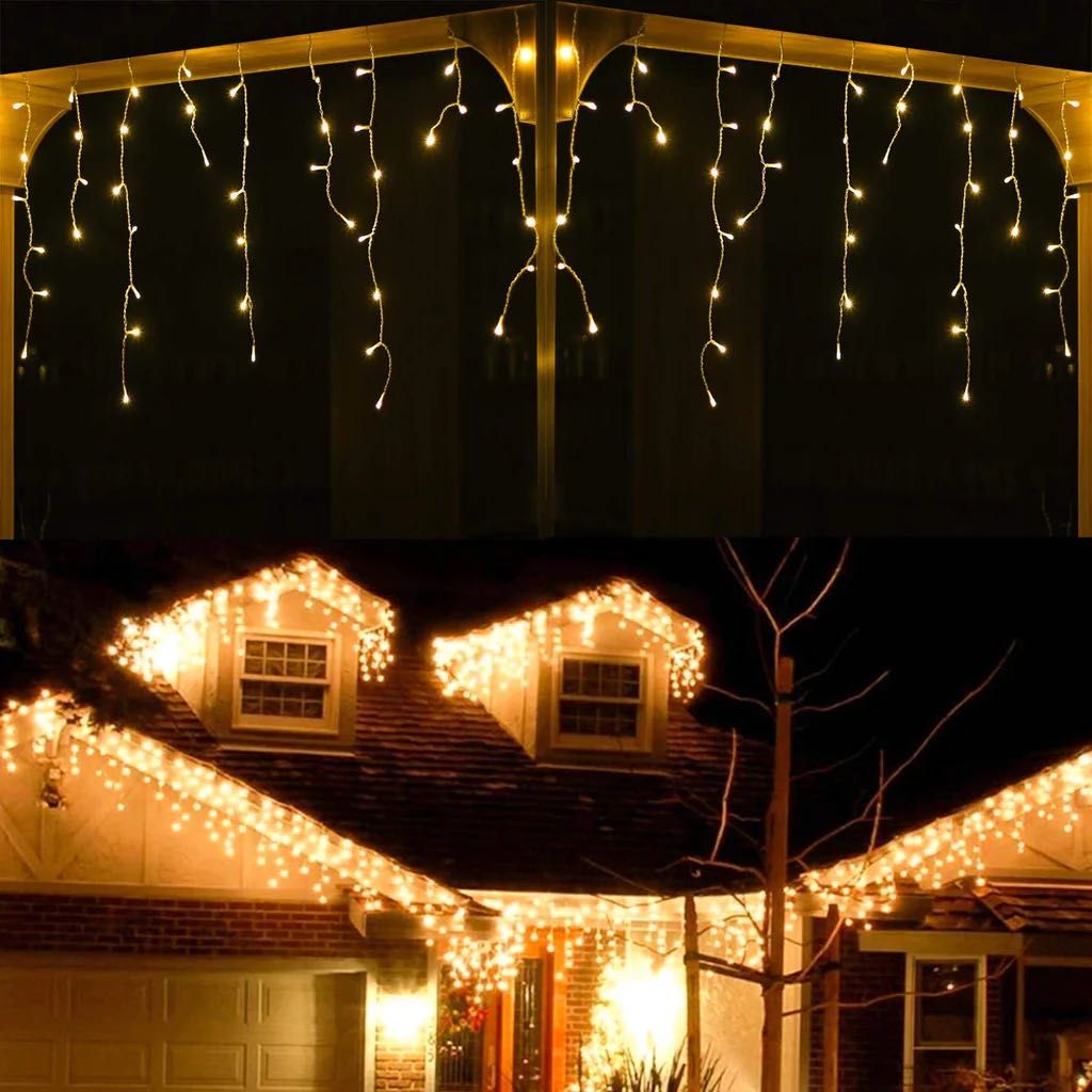 Lampki soplowe 9m 300 LED białe zewnętrzne wiszące 8 trybów sople
