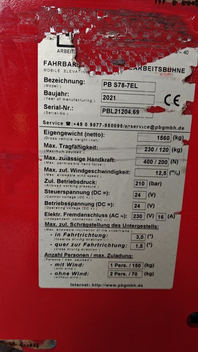 Podnośnik elektryczny nożycowy, zwyżka, Firmy PB Lifttecjnik GmbH