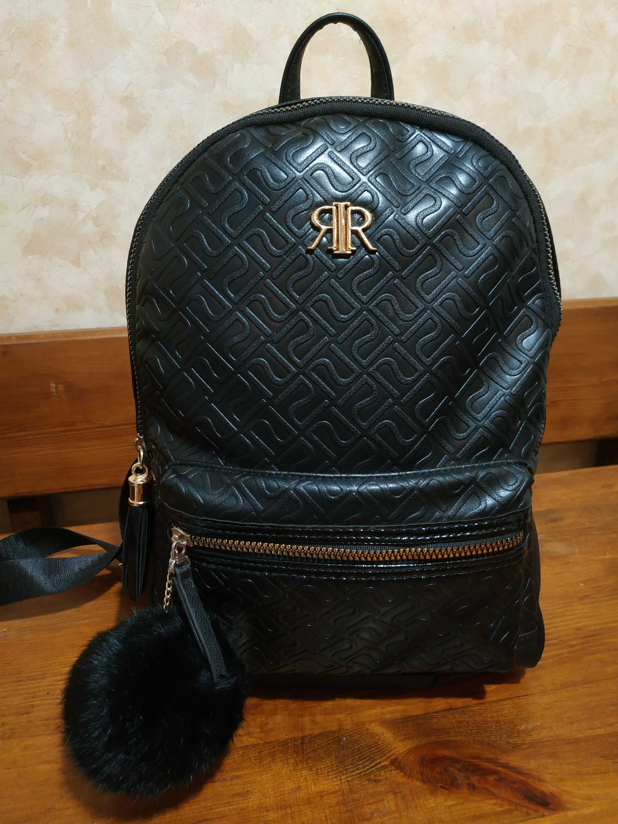 Женский, черный, стильный городской рюкзак River Island бренд оригинал