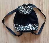 Czarny pluszowy plecak z motywem panterki 21x21x8cm