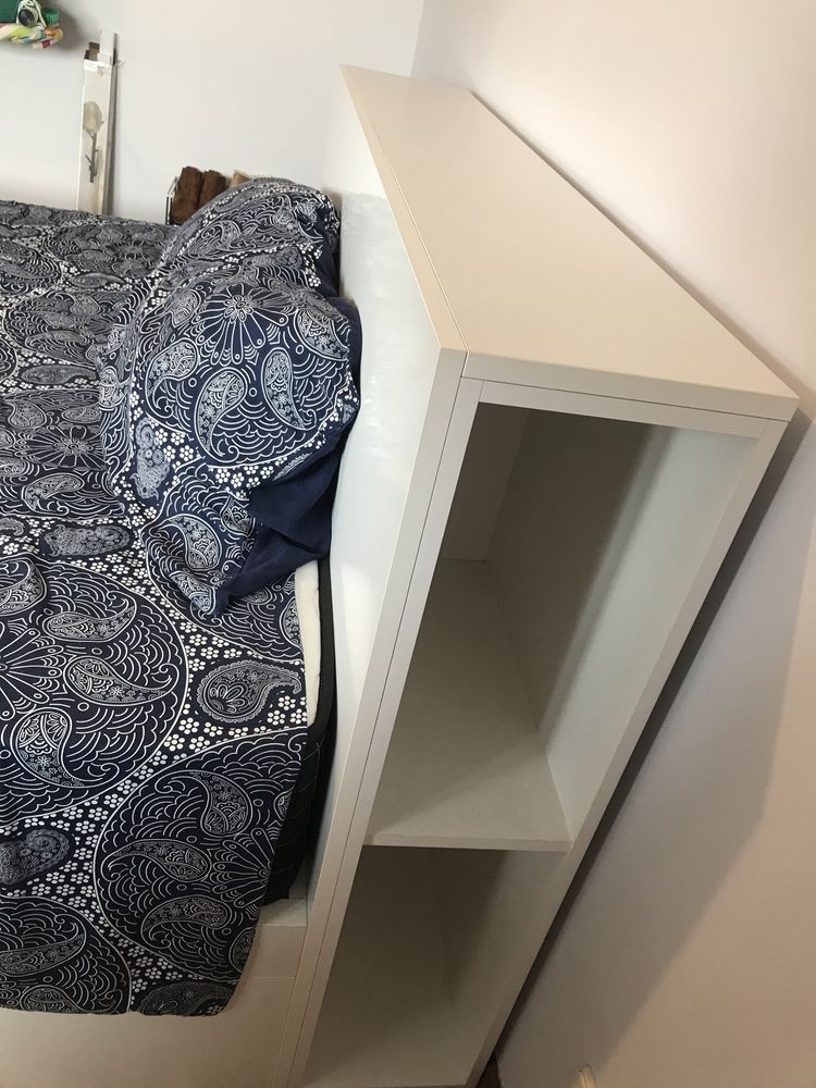 Cama casal com arrumacao, estrado e colchao
