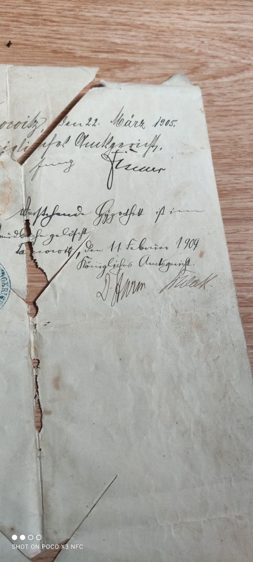 Pruski list hipoteczny księga wieczysta 1905 rok