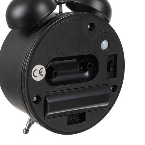 Budzik retro czarny LED – głośny alarm bezgłośny mechanizm loft design
