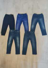 Zestaw paka spodnie cienkie jeansy jegginsy joggery 98