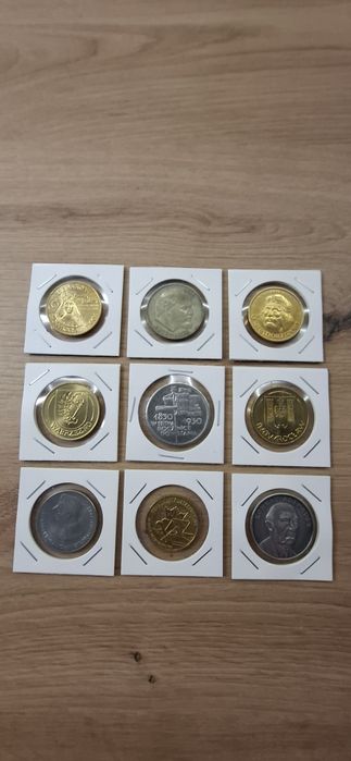 Zestaw monet 9 sztuk w kartonikach