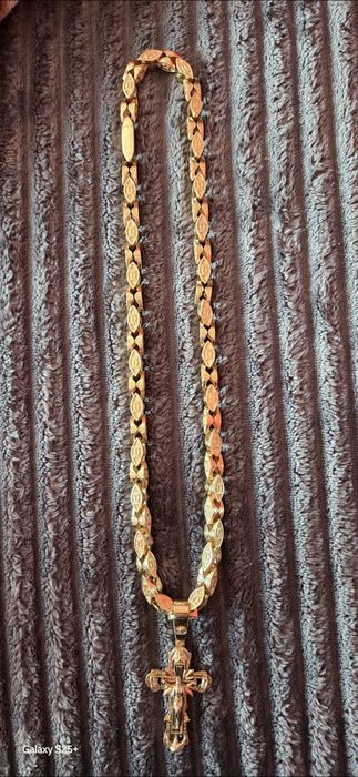 Nowy!! Cartier Łańcuch+Krzyż razem 148gr. Dł.63cm szer.0,8. Próba 585