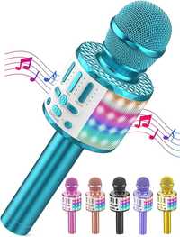 Mikrofon do karaoke, bezprzewodowy mikrofon Bluetooth LED niebieski