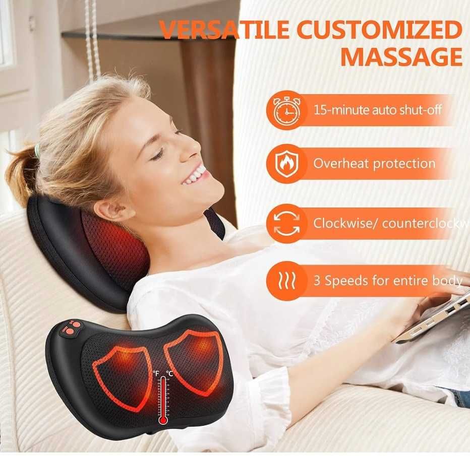 Masażer Shiatsu 3D karku ramion pleców z obrotowymi głowicami 230V 12V