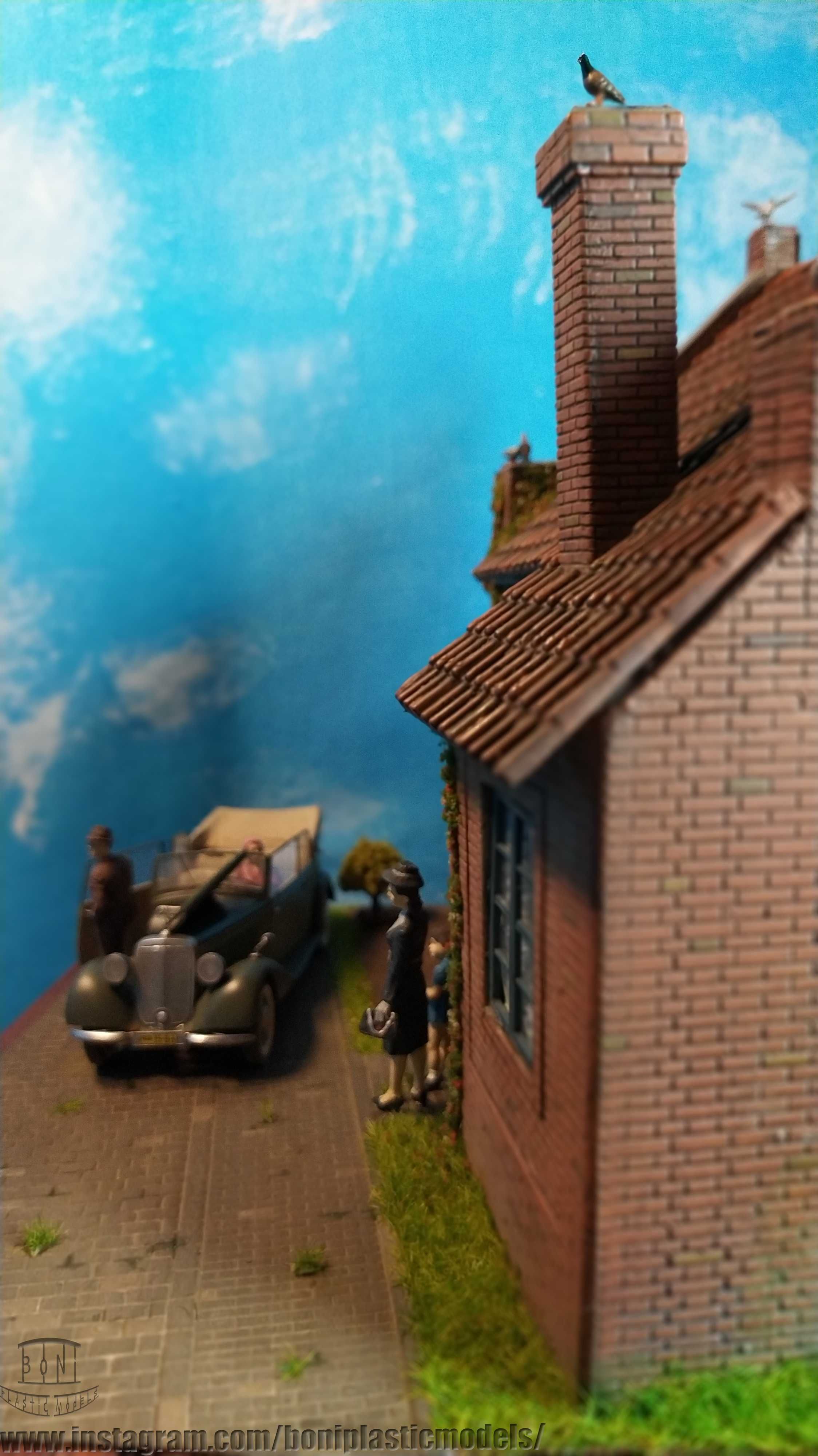 Diorama - vintage - Viatura da Madame - Mercedes Benz 170 V - 1:35