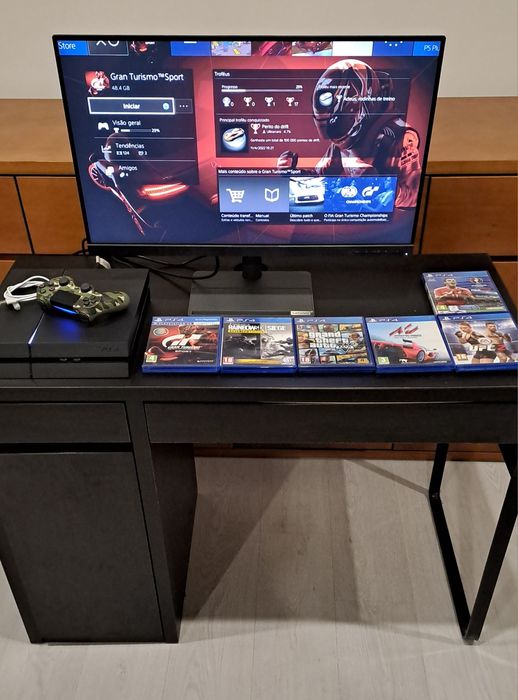 PS4+Jogos+Monitor+Secretária