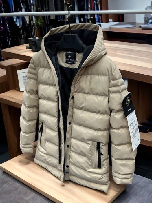 РАСПРОДАЖА! Куртка мужская STONE ISLAND бежевая зимняя, пуховик