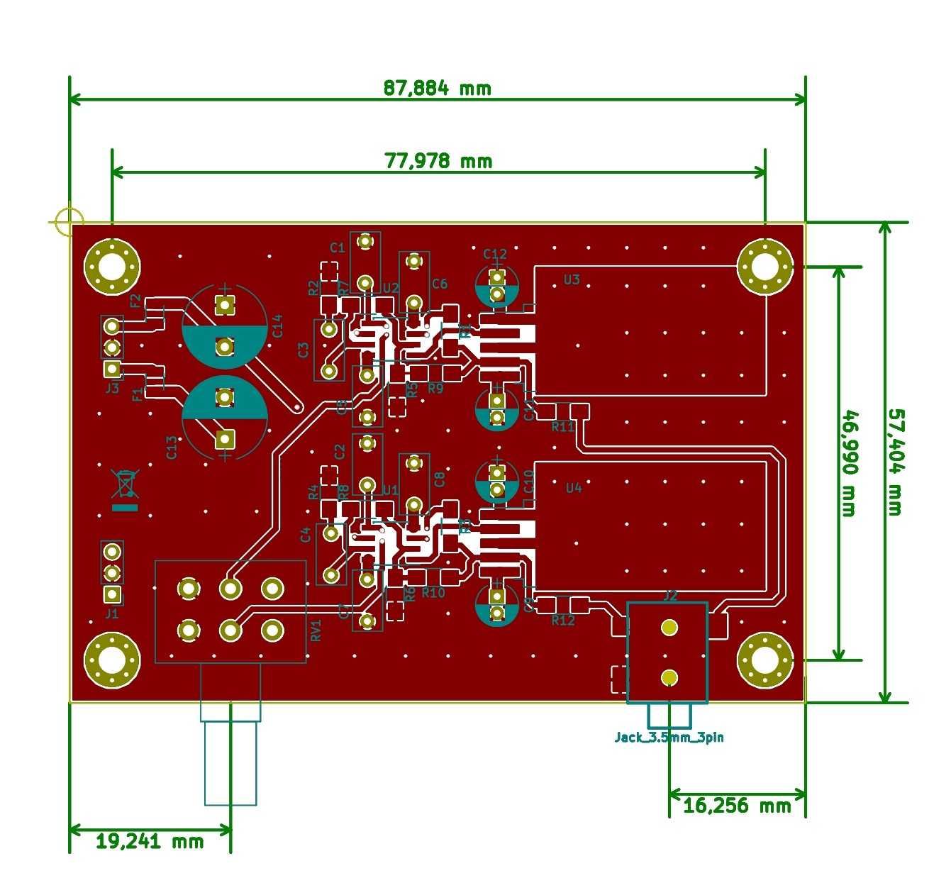 Płytka drukowana PCB do wzmacniacza słuchawkowego