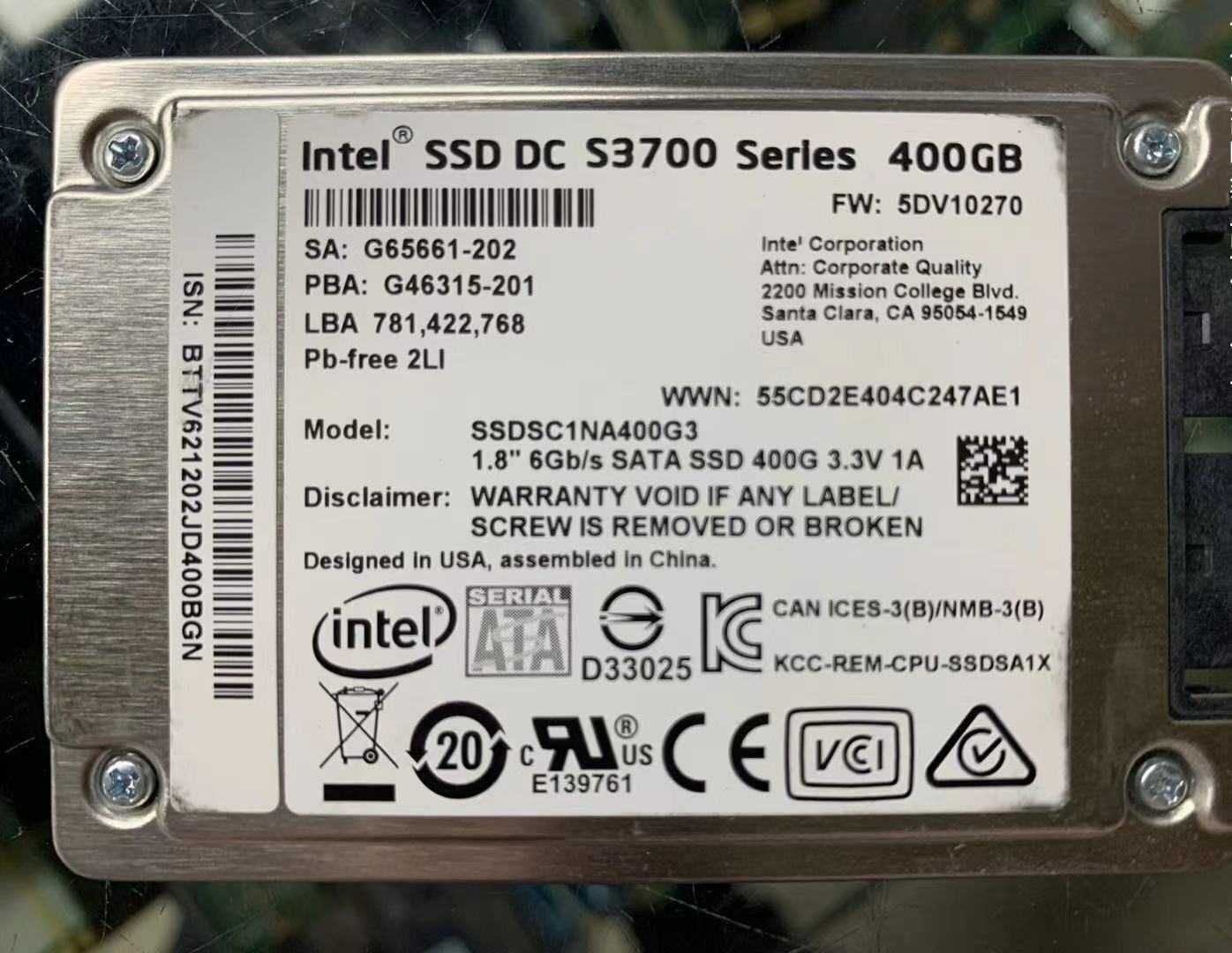 Продам SATA SSD Intel S3700 400Gb (2.5"/1.8")