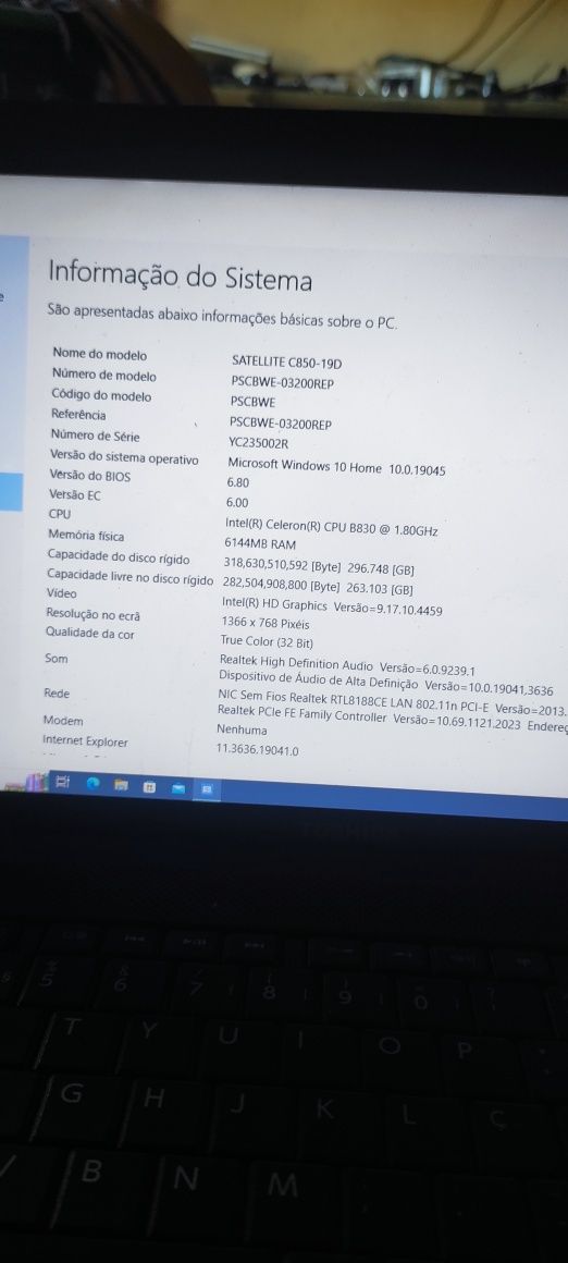 Toshiba c850 com Windows 10 home prime limpo