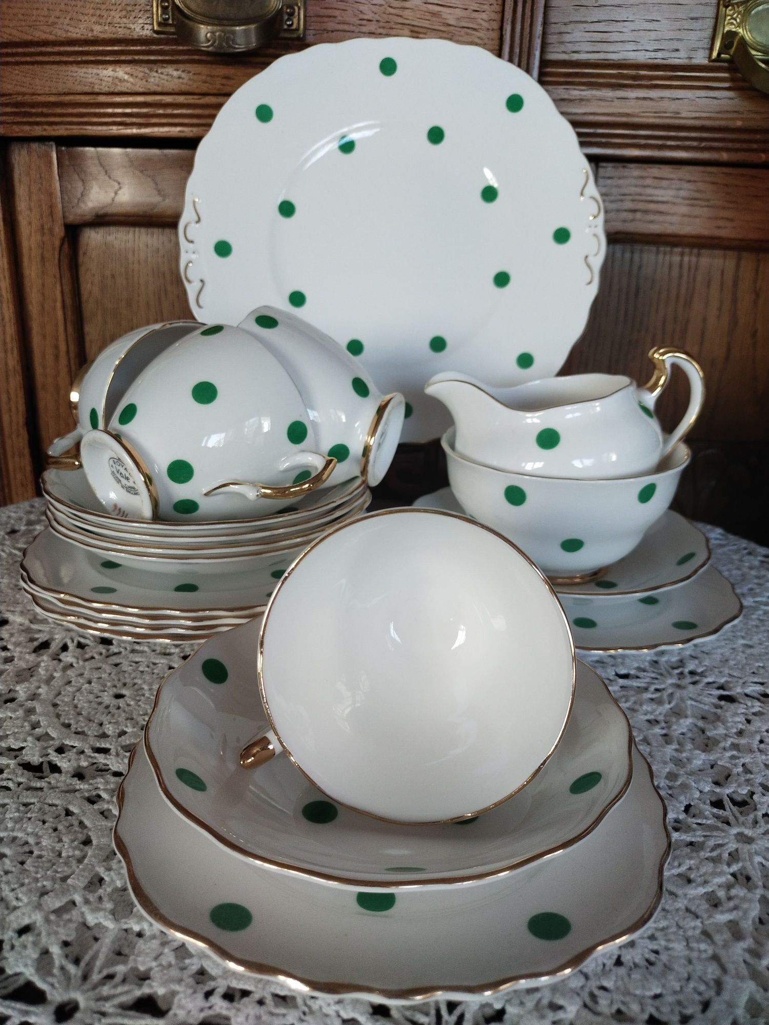 **Stara ROYAL VALE POLKA Filiżanka Serwis Angielska Porcelana Vintage