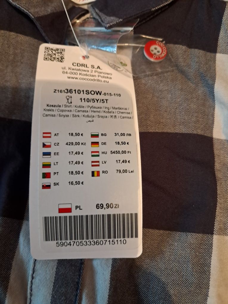 Zestaw spodnie elastyczne koszula Coccodrillo r. 110